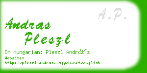 andras pleszl business card